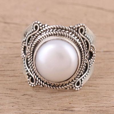Alternate image for Cultured Freshwater Pearl and Sterling Silver Cocktail Ring Pearl Glamour