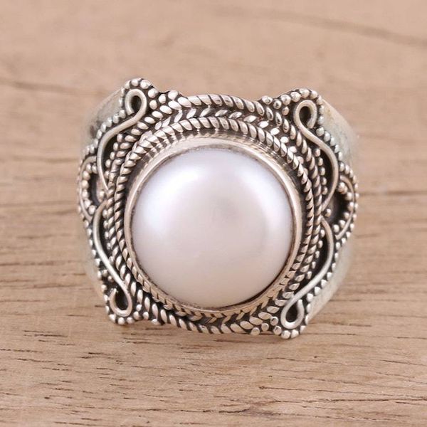 Alternate image for Cultured Freshwater Pearl and Sterling Silver Cocktail Ring Pearl Glamour