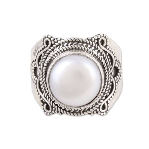 Alternate image for Cultured Freshwater Pearl and Sterling Silver Cocktail Ring Pearl Glamour