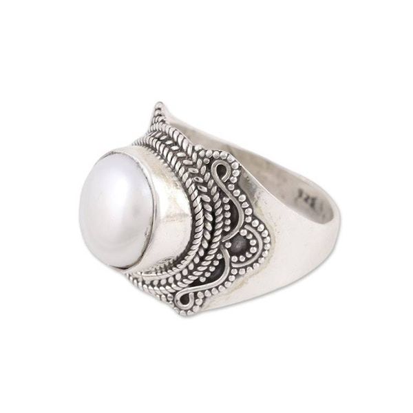 Alternate image for Cultured Freshwater Pearl and Sterling Silver Cocktail Ring Pearl Glamour