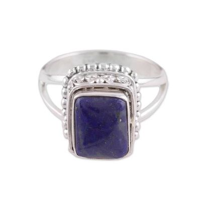 Alternate image for Handmade 925 Sterling Silver Lapis Lazuli Cocktail Ring Fancy Blue