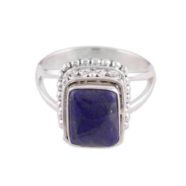 Alternate image for Handmade 925 Sterling Silver Lapis Lazuli Cocktail Ring Fancy Blue