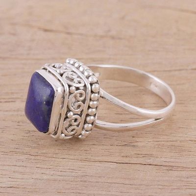 Alternate image for Handmade 925 Sterling Silver Lapis Lazuli Cocktail Ring Fancy Blue