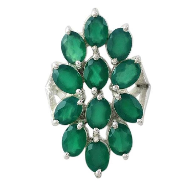 Alternate image for Artisan Crafted Green Onyx and Sterling Silver Ring Lyrical Green