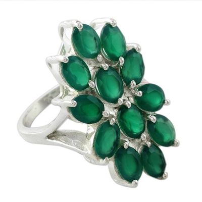 Alternate image for Artisan Crafted Green Onyx and Sterling Silver Ring Lyrical Green