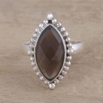 Alternate image for Handmade Smoky Quartz 925 Sterling Silver Cocktail Ring Dusky Haze