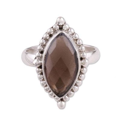 Alternate image for Handmade Smoky Quartz 925 Sterling Silver Cocktail Ring Dusky Haze