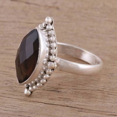 Alternate image for Handmade Smoky Quartz 925 Sterling Silver Cocktail Ring Dusky Haze