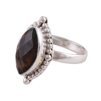 Alternate image for Handmade Smoky Quartz 925 Sterling Silver Cocktail Ring Dusky Haze