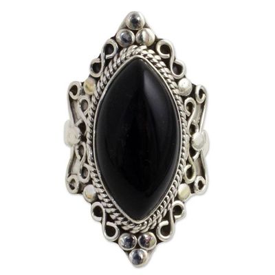 Alternate image for Hand Made Sterling Silver Onyx Cocktail Ring from India Lovers Midnight Gaze