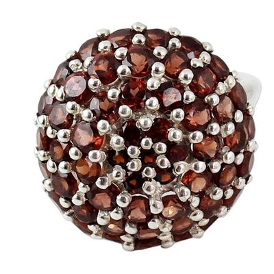 Alternate image for Indian Sterling Silver and Garnet Cluster Ring Red Geranium