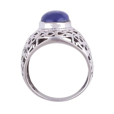 Alternate image for Sterling Silver Jali and Lapis Lazuli Cocktail Ring Royal Jali