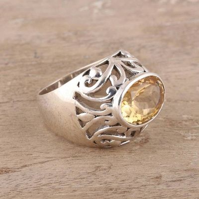 Alternate image for Mens Sterling Silver Domed Ring with Citrine  Prosperity