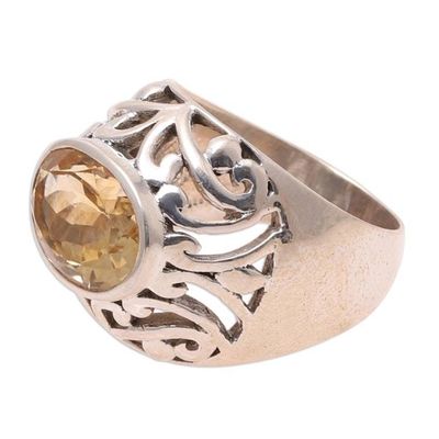 Alternate image for Mens Sterling Silver Domed Ring with Citrine  Prosperity