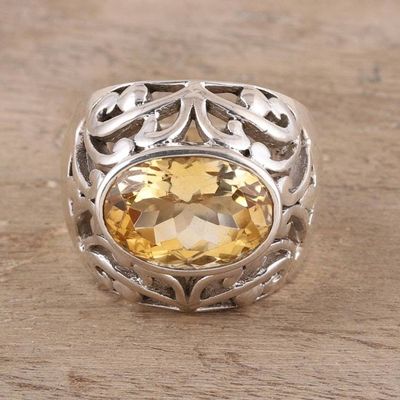 Alternate image for Mens Sterling Silver Domed Ring with Citrine  Prosperity