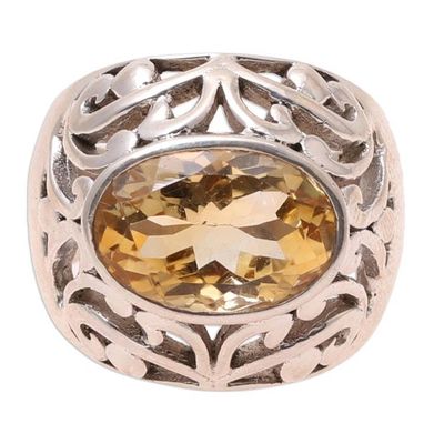 Alternate image for Mens Sterling Silver Domed Ring with Citrine  Prosperity