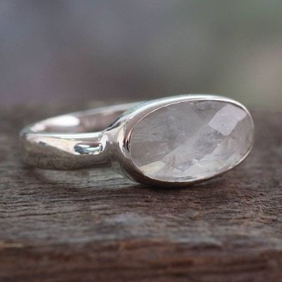 Primary image for Sterling Silver Rainbow Moonstone Ring Rainbow Mist