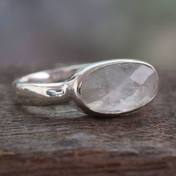 Alternate image for Sterling Silver Rainbow Moonstone Ring Rainbow Mist