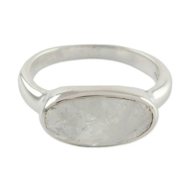 Alternate image for Sterling Silver Rainbow Moonstone Ring Rainbow Mist