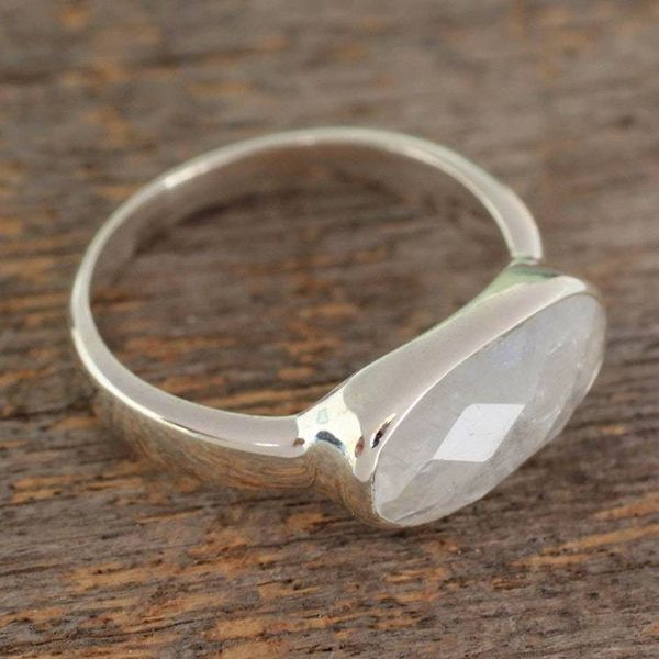 Alternate image for Sterling Silver Rainbow Moonstone Ring Rainbow Mist