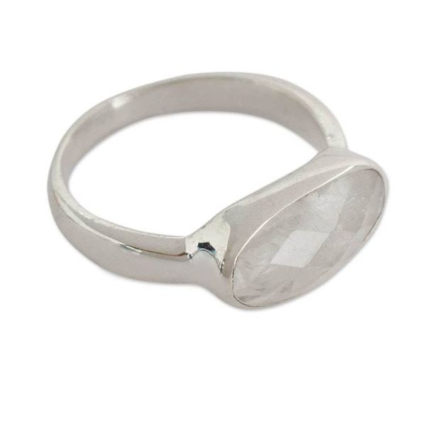 Alternate image for Sterling Silver Rainbow Moonstone Ring Rainbow Mist