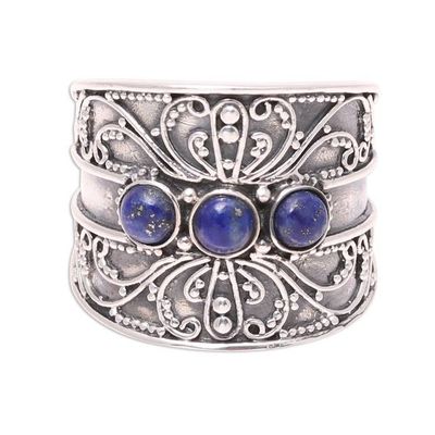 Alternate image for Lapis Lazuli Triple Stone Cocktail Ring from India Antique Elegance