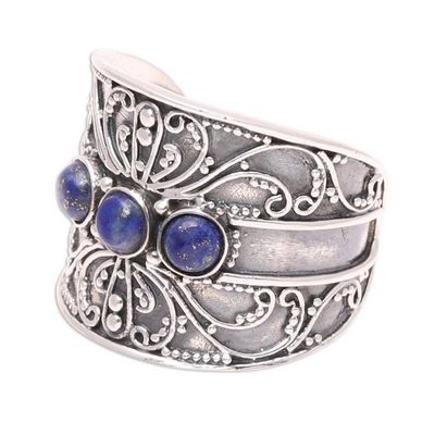 Alternate image for Lapis Lazuli Triple Stone Cocktail Ring from India Antique Elegance