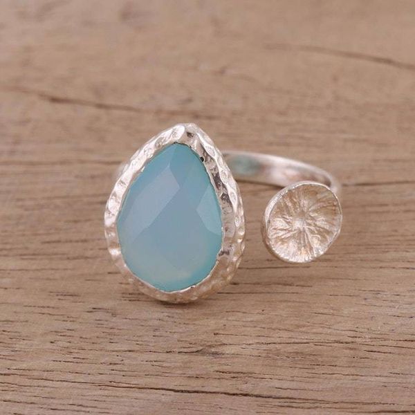 Alternate image for Blue Chalcedony Sterling Silver Wrap Ring from India Glacial Desire