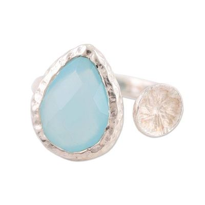 Alternate image for Blue Chalcedony Sterling Silver Wrap Ring from India Glacial Desire
