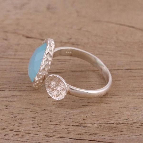 Alternate image for Blue Chalcedony Sterling Silver Wrap Ring from India Glacial Desire
