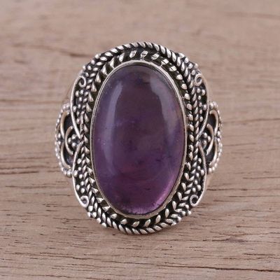Alternate image for Sterling Silver and Amethyst Cocktail Ring from India Twilight Cascade