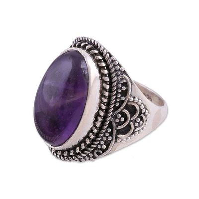 Alternate image for Sterling Silver and Amethyst Cocktail Ring from India Twilight Cascade