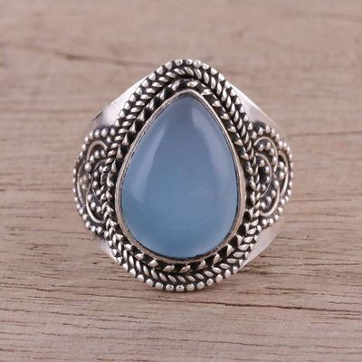 Alternate image for Sterling Silver Blue Chalcedony Cocktail Ring Charismatic Blue Charm