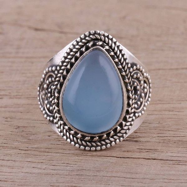 Alternate image for Sterling Silver Blue Chalcedony Cocktail Ring Charismatic Blue Charm