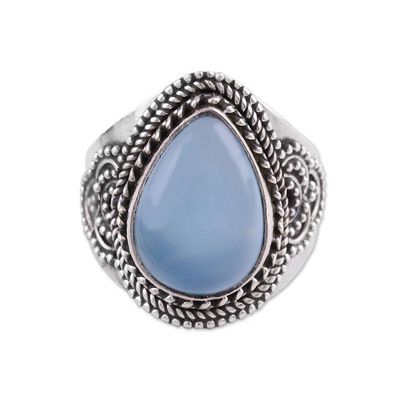Alternate image for Sterling Silver Blue Chalcedony Cocktail Ring Charismatic Blue Charm