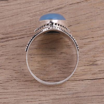 Alternate image for Sterling Silver Blue Chalcedony Cocktail Ring Charismatic Blue Charm