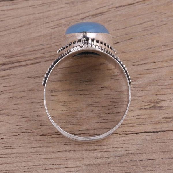 Alternate image for Sterling Silver Blue Chalcedony Cocktail Ring Charismatic Blue Charm