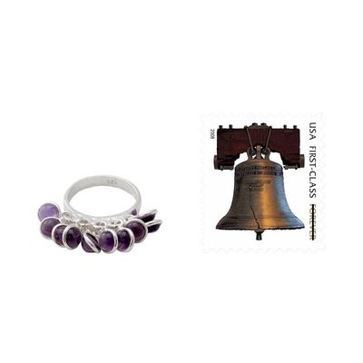 Alternate image for India Artisan Crafted Sterling Silver Ring with 10 Amethysts Festive Style