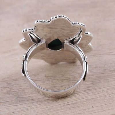 Alternate image for Malachite Teardrop and Sterling Silver Scrolls Cocktail Ring Tremendous