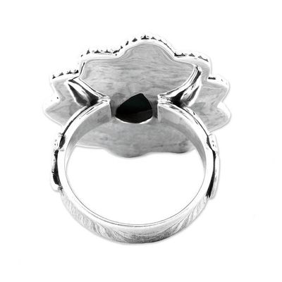 Alternate image for Malachite Teardrop and Sterling Silver Scrolls Cocktail Ring Tremendous