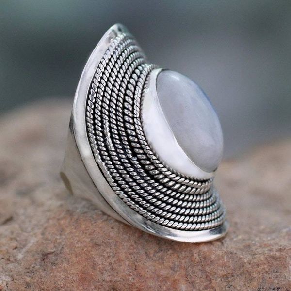 Alternate image for Sterling Silver Rainbow Moonstone Ring from India Jaipur Mist