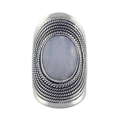 Alternate image for Sterling Silver Rainbow Moonstone Ring from India Jaipur Mist