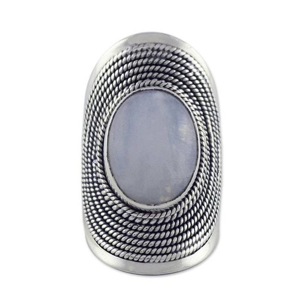 Alternate image for Sterling Silver Rainbow Moonstone Ring from India Jaipur Mist