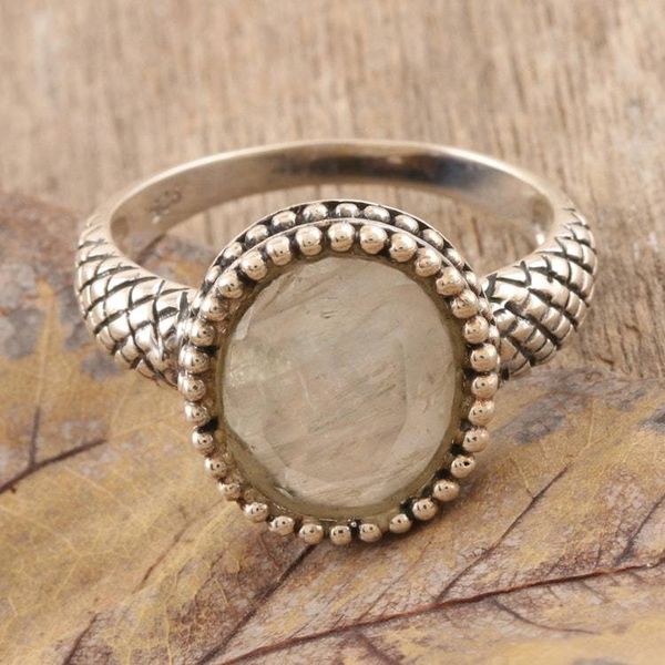 Alternate image for Checkerboard Faceted Rainbow Moonstone Sterling Silver Ring Sparkling Mist