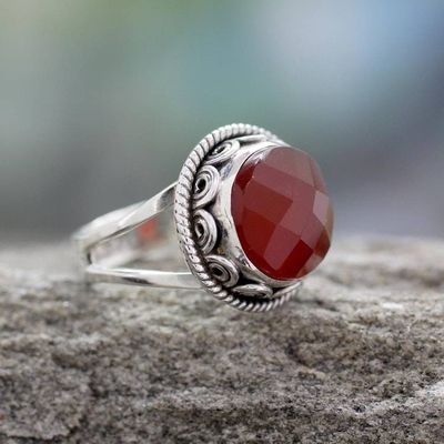 Primary image for Fair Trade Jewelry Sterling Silver Ring with Carnelian  Passionate Kiss