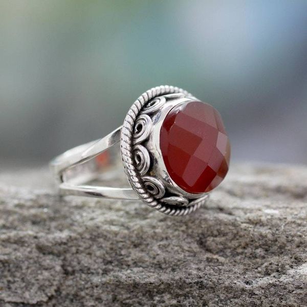 Alternate image for Fair Trade Jewelry Sterling Silver Ring with Carnelian  Passionate Kiss