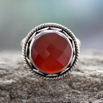 Alternate image for Fair Trade Jewelry Sterling Silver Ring with Carnelian  Passionate Kiss