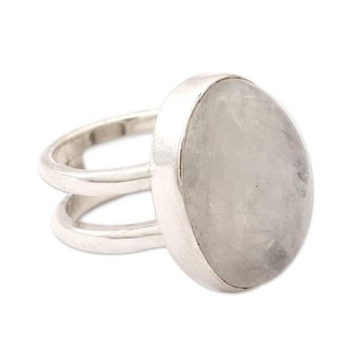 Alternate image for Rainbow Moonstone Cocktail Ring Artisan Silver Jewelry Radiant Light
