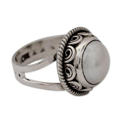 Alternate image for Pearl Cocktail Ring in Sterling Silver Handmade in India Perfect Love