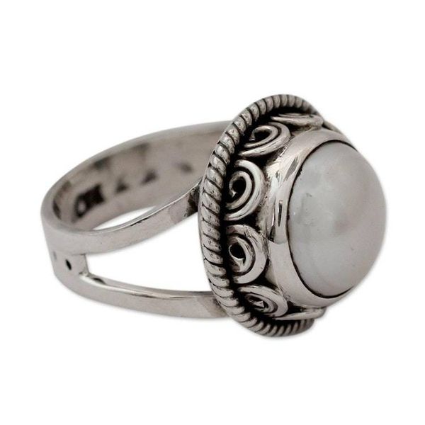 Alternate image for Pearl Cocktail Ring in Sterling Silver Handmade in India Perfect Love